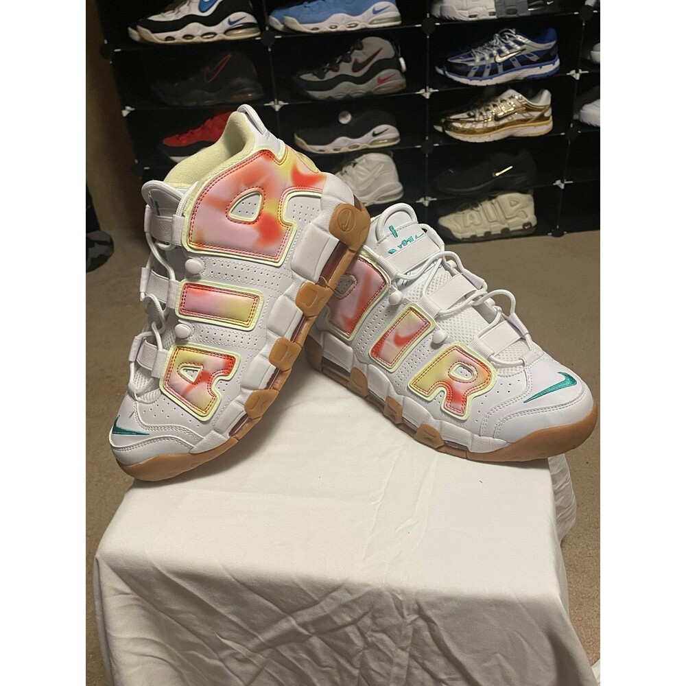 Nike Air More Uptempo Pink w/ Floral Pink Yellow Red FB7702-100, men’s size 11